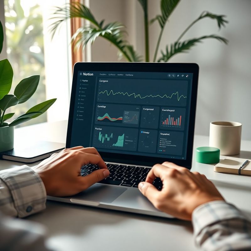 Mãos sobre teclado de laptop exibindo dashboard de pipeline de conteúdo